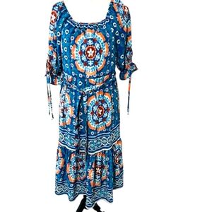 Anthropologie Figueroa‎ And Flower Floral Print Cottagecore Midi Dress Sz M